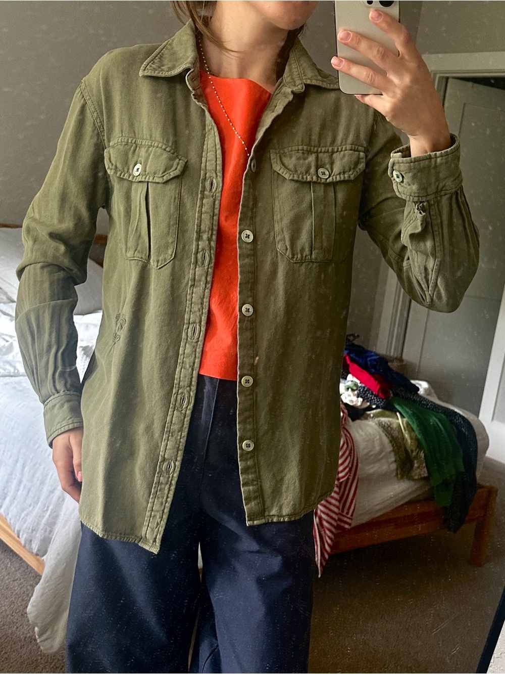 Zadig & Voltaire Olive Green Military Field Shirt Jacket